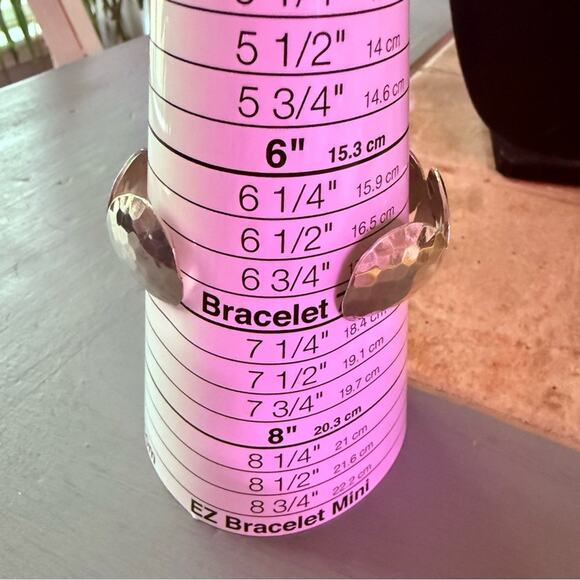 925 Sterling Silver Hammered Circles Cuff Bracelet - Picture 7 of 8